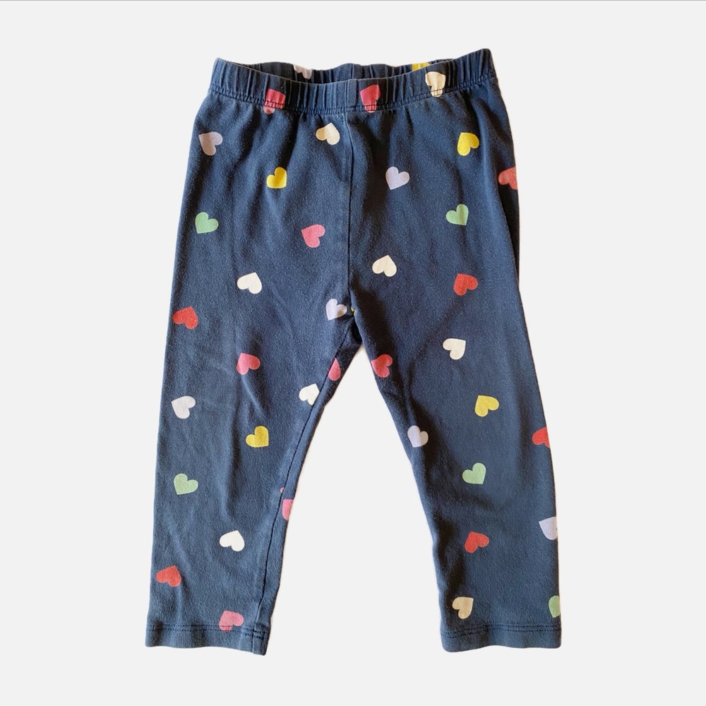 2/$15 GAP Baby - Blue Leggings with Hearts - 12-18 mo